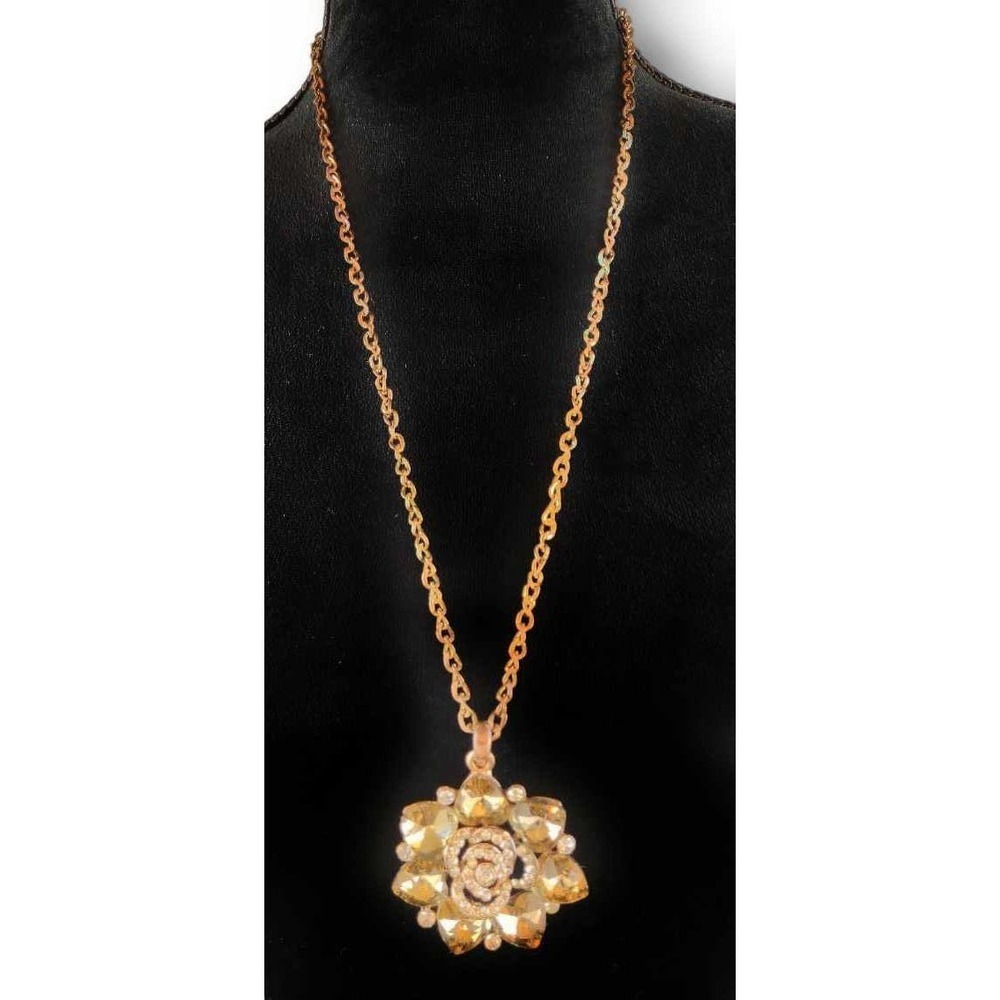 Vintage Necklace Pendant Faux Diamond Glass Women Christmas Holiday Formal - Picture 3 of 7
